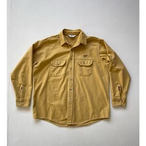 Vtg 80s Yellow Chamois Button Up Long Sleeve Shirt / Deer BLACK DUCK Made In USA